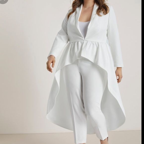 Eloquii Jackets & Blazers - ELOQUII White High-Low Peplum Blazer Size 24